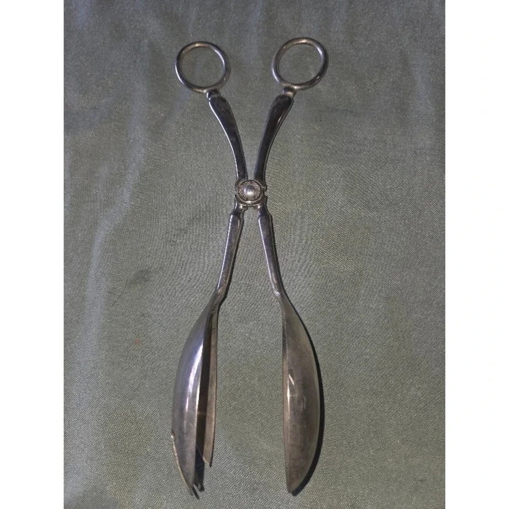 Leonard Silverplate Italy Vintage Scissor Salad Tongs Serving Utensil Silver